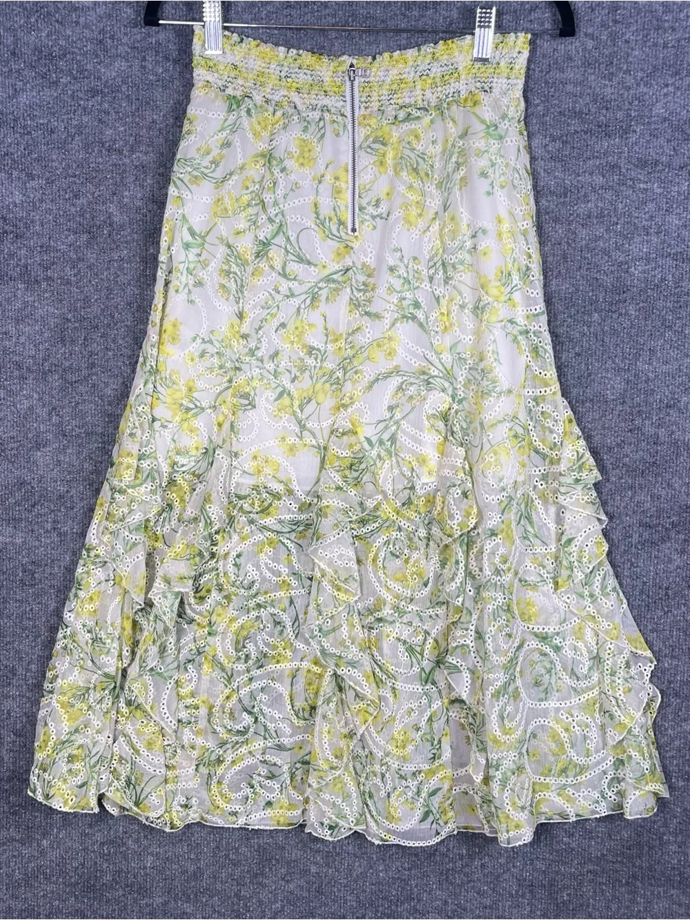 Alice+Olivia Jocelyn Womens 2‎ Sun Ditsy Floral Eyelet Embroidered Midi Skirt